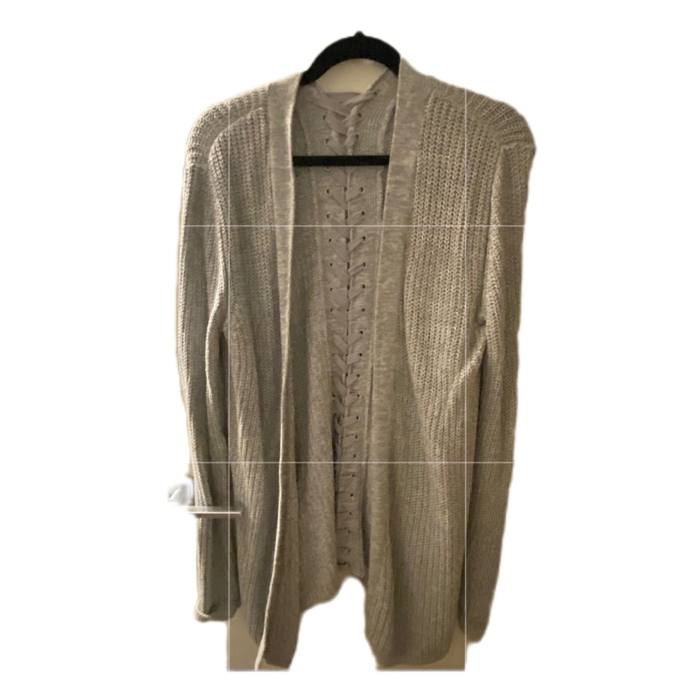 Aqua Sweater Cartigan in Heather Gray